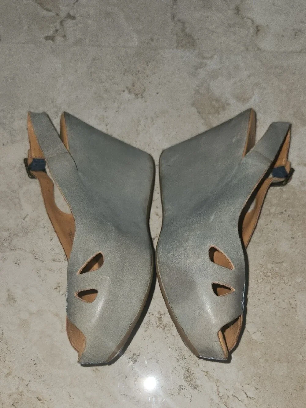 Kork-Ease Women's Gray Peep Toe Slingback Sandals - Picture 2 of 7